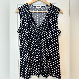 Calvin Klein Navy and White Polka Dot Blouse